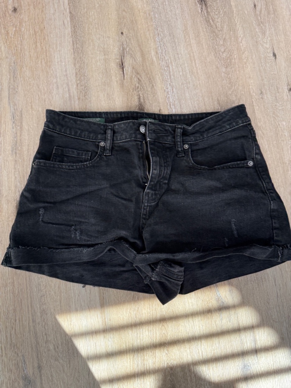 wild fable Black High-Rise Rolled Hem Denim Shorts
